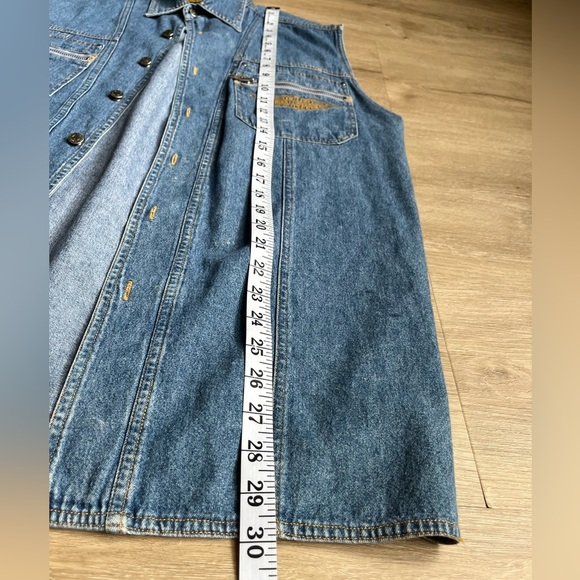 Vintage HARLEY Davidson Men's Genuine Denim Sleeveless Button Down Shirt SZ L - Picture 7 of 8